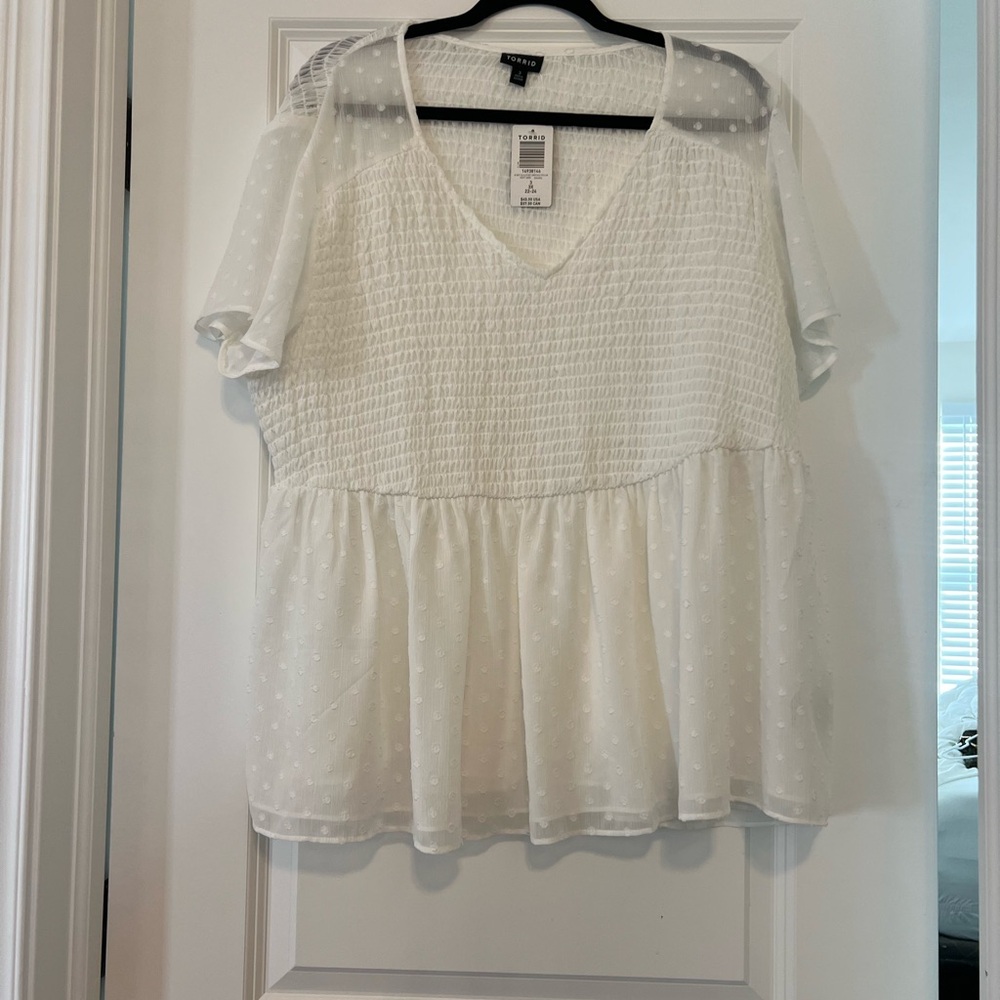White Sheer Sleeve Top